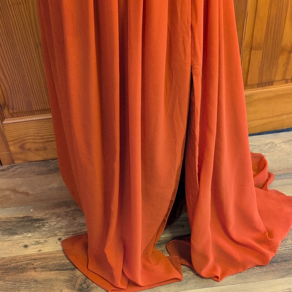Azazie Strapless Burnt Orange Prom Bridesmaid Formal Dress Gown 14        CC132 - Picture 3 of 13